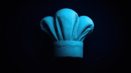 Blue Chef Hat with Dark Background.