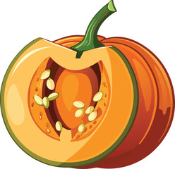 Pumpkin Cut In Half Showing Seeds