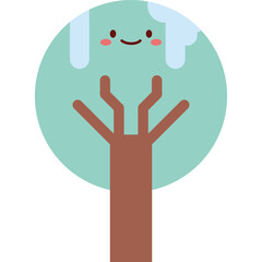 Minimalistic Winter Forest Scene with Snow Covered Tree