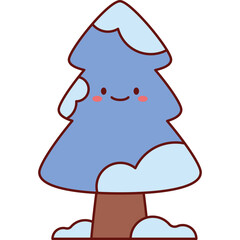 Minimalistic Winter Forest Scene with Snow Covered Tree