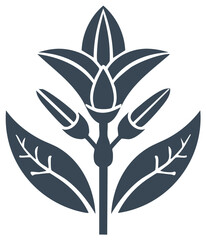 Elegant floral emblem silhouette, botanical illustration in graphic design, vintage botanical logo.