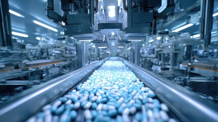 Automated pill-filling line in a modern pharmaceutical facility