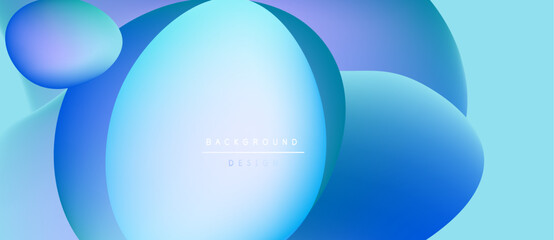 Abstract fluid shapes, blue hues dominate. Gradient background creates depth, modern design element. Minimalist aesthetic, clean composition.