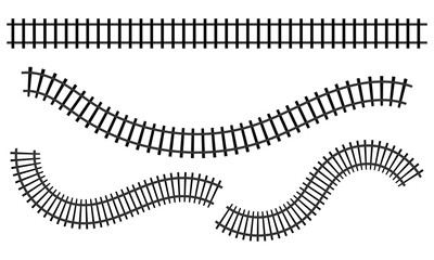 Railway train track vector route. rail pattern curve railroad path icon. vector illustration. eps 10 . © Micro  Vector Market