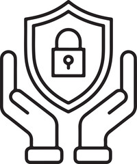 Hands holding a shield with a padlock symbolizing security and protection