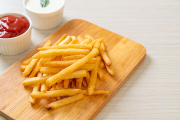 French fries with sour cream and ketchup