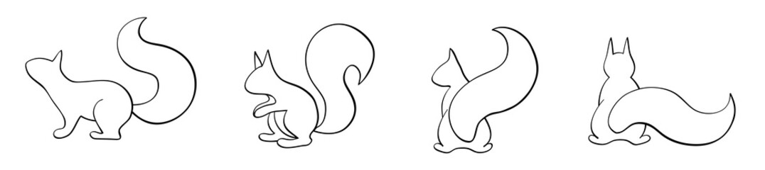 Squirrels Outline icons set. PNG