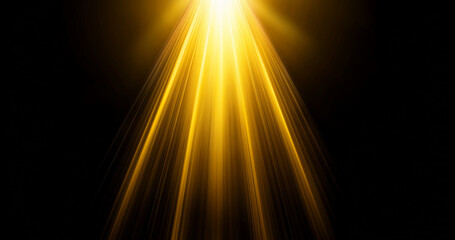 Overlays, overlay, light transition, effects sunlight, lens flare, lights leaks. High-quality stock image of sunrays effects, yellow flare glow isolated on black background for design. Generative AI 