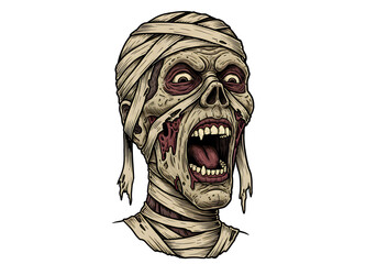 Isolated Mummy Head Illustration With Transparent Background