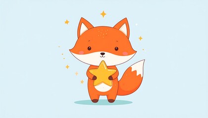 Obraz premium Cute fox holding a star