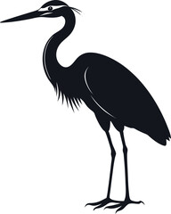 Silhouette Of Egret Standing Vector