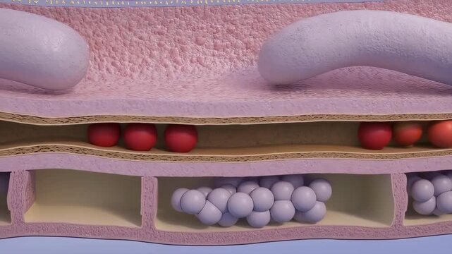 Cross-section of a biological tissue with various components