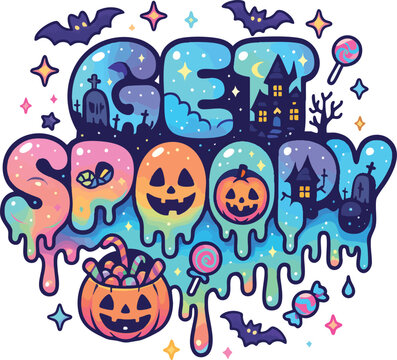 Get Spoopy Halloween T-Shirt Design &ndash; Trending Kawaii Creepy Cute Vector
