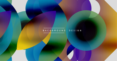 Obraz premium Abstract colorful circles overlap creating dynamic visual effect. Modern design suitable for backgrounds, presentations.