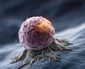 Cancer cell magnified, detailed view