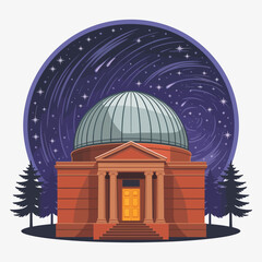 This splendid observatory dome showcases the enchanting night sky filled with stars, representing humanity's thirst for exploration and understanding of the universe.