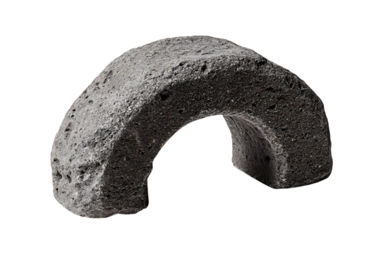 U-shaped gray volcanic rock isolated on white background transparent png
