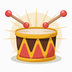 A classic-style drum adorned with vibrant colors and a sunburst in the backdrop, evoking feelings of vitality, fun, and the spirit of celebration.
