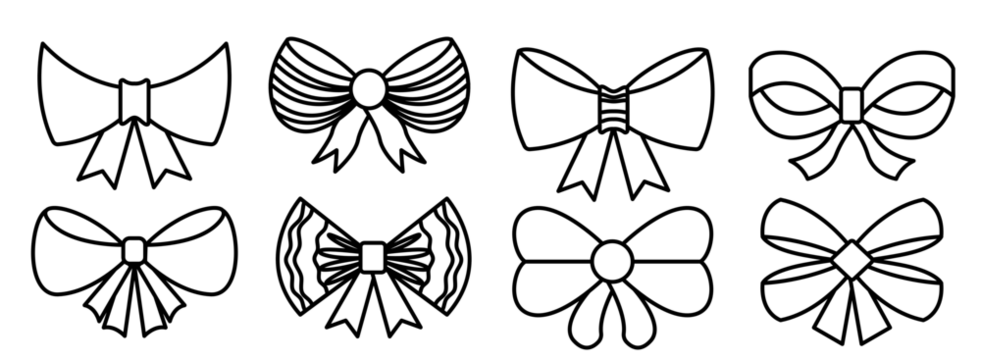 Bows line icons set. png - Powered by Adobe