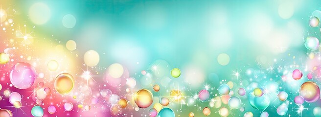 Abstract background with colorful, glowing, translucent spheres and bokeh