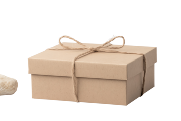 A simple brown gift box tied with a string, perfect for unique presentations, isolated on a white background.