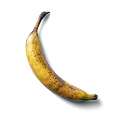 Single, ripe banana, spots of brown