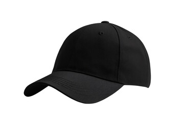 Fototapeta premium Black baseball cap, versatile accessory for sports and casual outings, white isolated background.