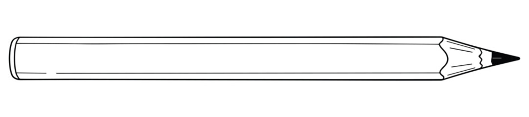 Simple illustration featuring a sharpened hexagonal graphite pencil on a white background.