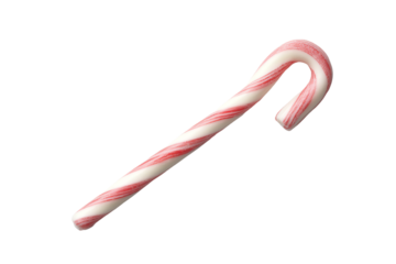Colorful striped candy cane with a curved top, perfect for festive decorations.