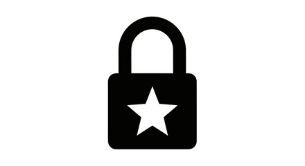 Black Solid Security Lock with Star Icon.