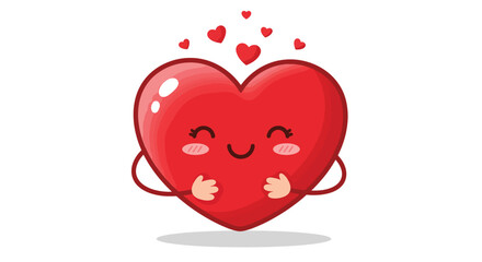 Adorable Cartoon Heart Character Hugging Itself.