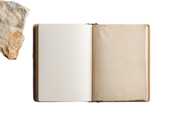 Open book on a white background, perfect for creativity and inspiration.