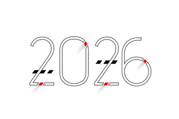 line art 2026 new year logo text with empty space