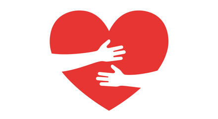 Red Heart Embraced by Caring White Hands.