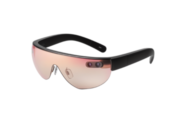 Sporty sunglasses with advanced lenses on a white isolated background.