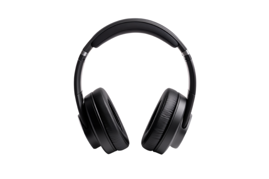 Stylish black headphones on a white isolated background, perfect for music lovers and audiophiles.