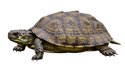 Obraz premium Detailed Profile View Of A Brown And Tan Turtle With A Textured Shell Against A Black Background Isolated Studio Shot Reptile Wildlife Nature Animal