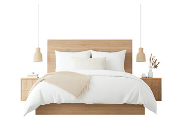 Stylish modern bedroom with a cozy bed and elegant decor, perfect for relaxation and comfort.