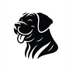 Happy Black Dog Head Vector Illustration Smiling Pet
