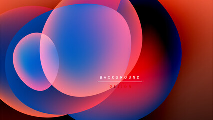 Abstract colorful overlapping circles. Vibrant gradients create dynamic visual effect. Modern design suitable for backgrounds.