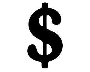 Obraz premium Simple black dollar sign on a plain white background illustration image