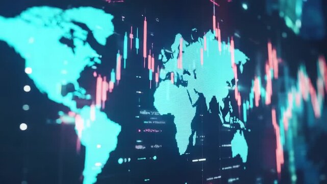 Global financial data world map - Powered by Adobe