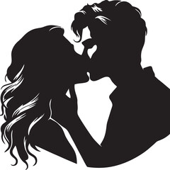 vector silhouette of a couple kissing