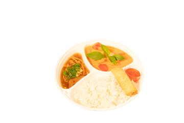 Asian Meal Box: Curry, Rice, Spring Roll Bento Lunch