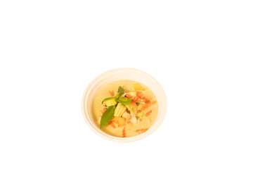 Gourmet Creamy Soup Dish with Fresh Garnish