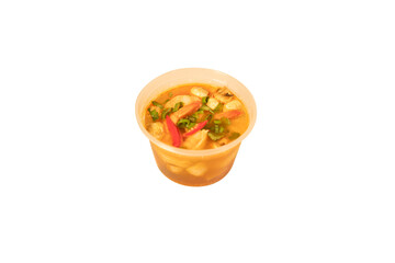 Thai Shrimp Tom Yum Soup in a Clear Container