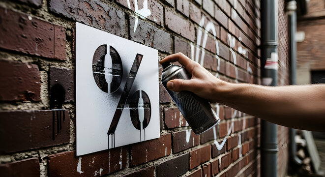Spray Painting Percentage Sign on Wall