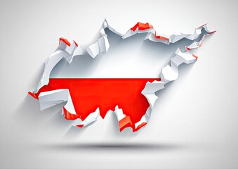 Fototapeta premium Torn paper map with Polish flag
