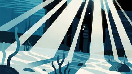 Obraz premium Underwater Sunbeam Scene