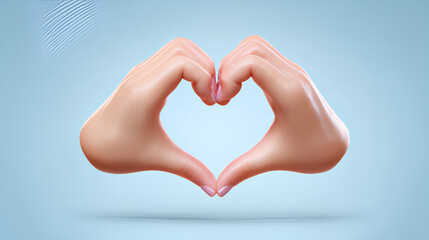 Fototapeta premium Heart 3d hand gesture emoji. Cartoon hands make heart shape together. Romantic Love, unity and care, compassion positive sign. Vector realistic smooth render icon Stock Vector